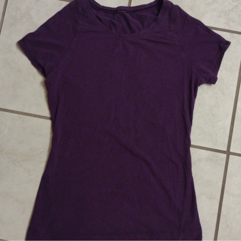 Lululemon Let Be Short Sleeve Tee in Wee Stripe Tender Violet Black Size 6 - Picture 3 of 9